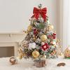 Yousheng Mini Christmas Tree with LED Light Pre-lit Small Artificial Snow Flocked Tree with Ball Ornaments for Xmas Tabletop Indoor Holiday Decor