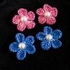Pearl Knit Raffia Flower Stud Earrings: European Vacation Style