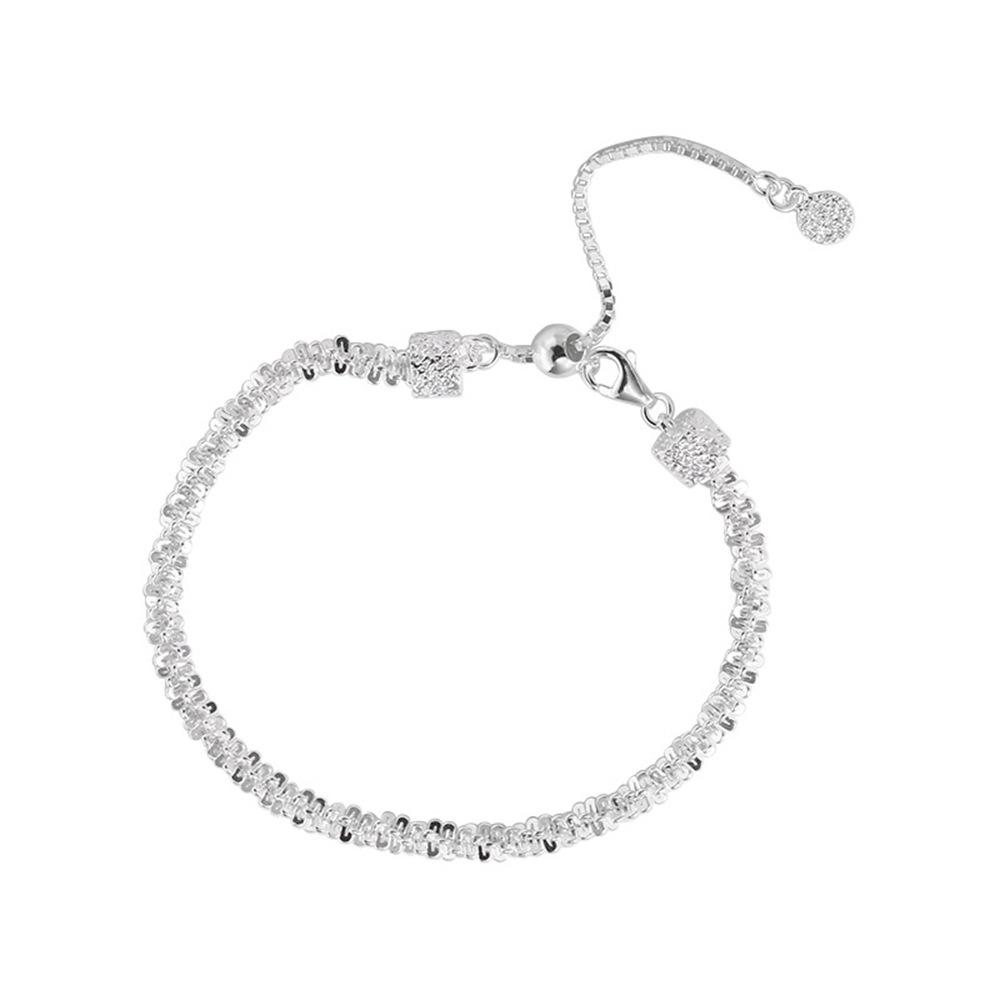 Real Money 925 Sterling Silver Shinning Pull-out Adjustable Chain Bracelet For Women Men Homme Wedding Party Jewelry Gift