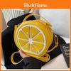 Cartoon Fruit Citroen Kleine Crossbody Tas Pu Materiaal Met Ritsvak Voor Dagelijks Gebruik