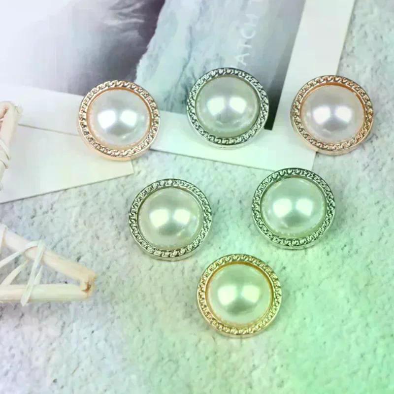 DIY Craft Decoration Pearl Metal Shank Buttons for Sewing Scrapbooking 10pcs