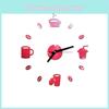 Elegant Coffee Cup Modern 3d Wall Clock Sticker For Stylish Diy Home Bar Decor