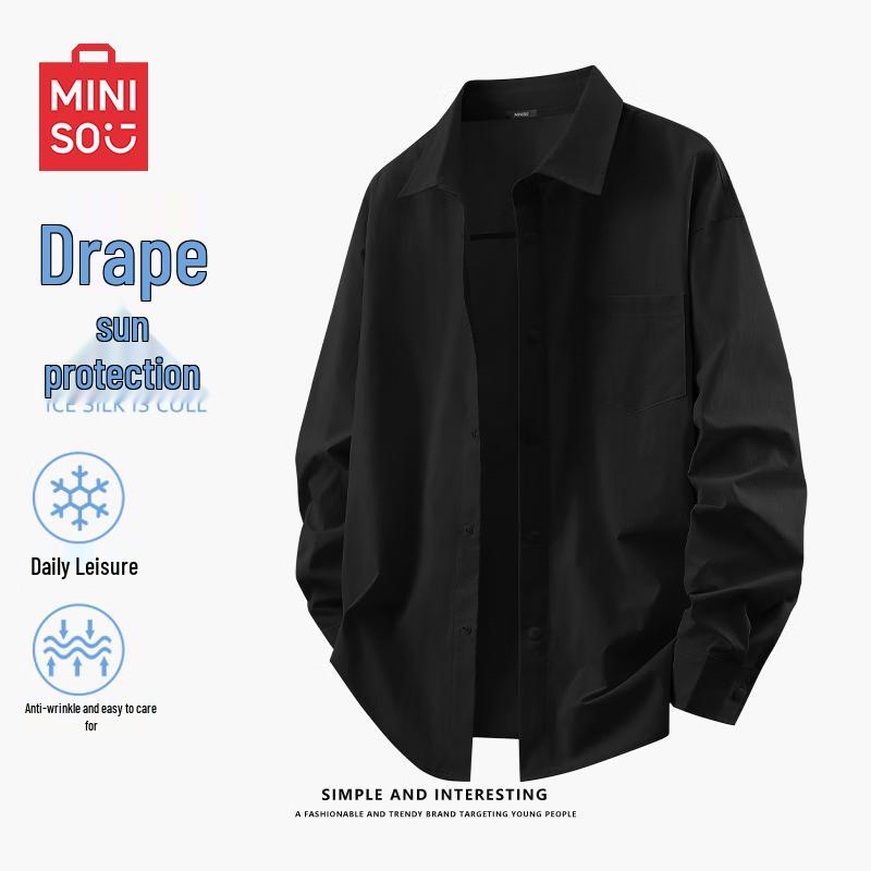 MINISO Men s Summer Ice Silk Sun Protection Long Sleeve Casual Shirt M