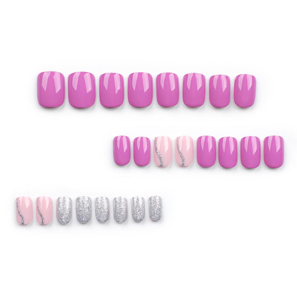 Purple Solid Color Wearable Nail Tips - Fake Nail Stickers
