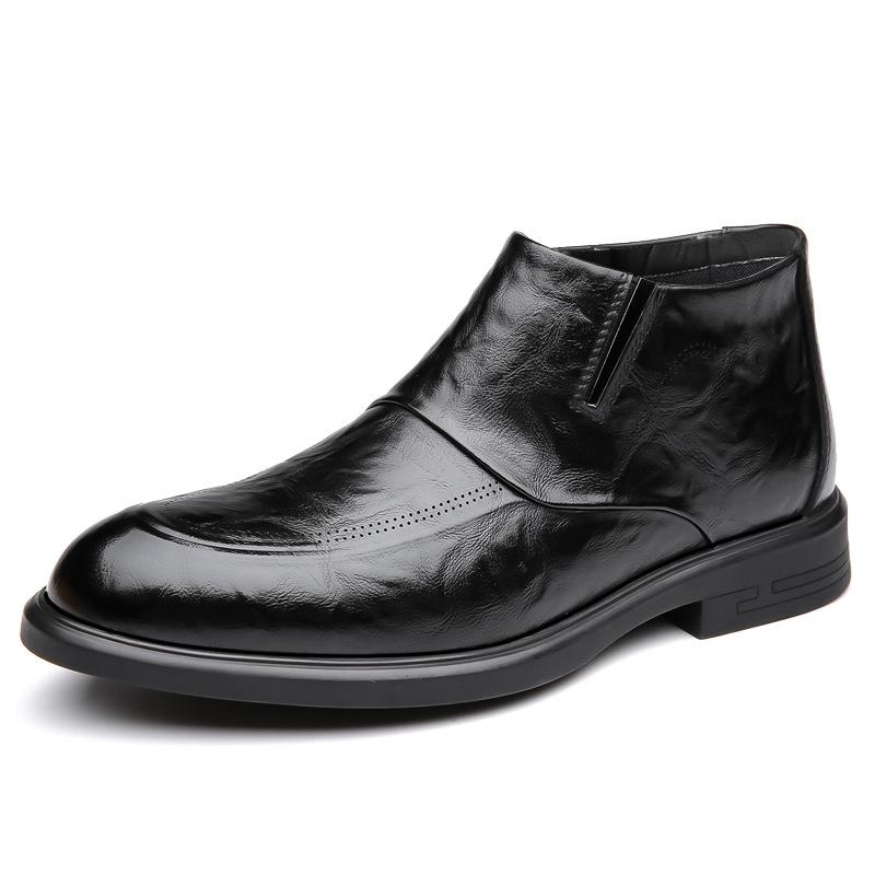 Fashion Men's Shoes 2024 Autumn and Winter Business Formal Cotton Leather Shoes Men's British Velvet Thickened Warm Cotton Shoes 38-44