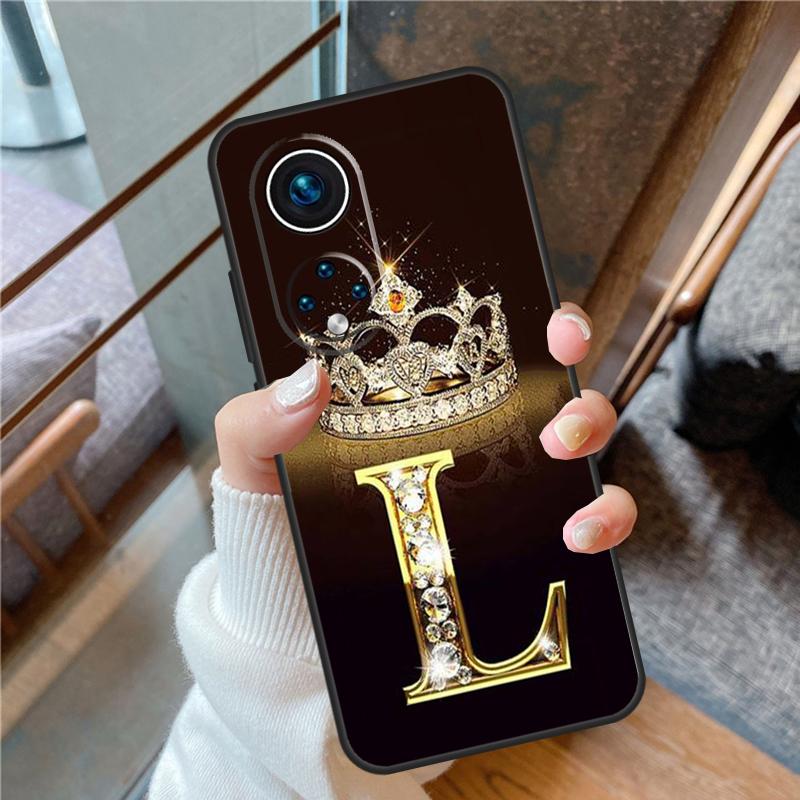 Letter Monogram Gold Marble Case For Honor Magic 5 Pro 50 70 90 Lite X6 X7 X8 X9 8X 9X Honor X7a X6a X8a X9a X9b Cover