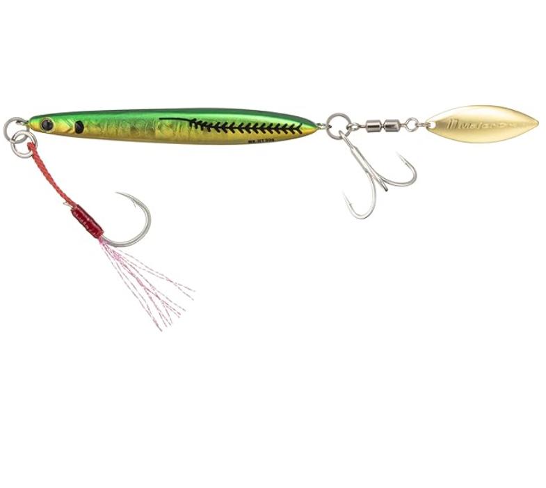 

MAKI JIG JET 30g #79 Green Gold Horse Mackerel - Metal Jig Lure with Rear Blade for Saltwater Fishing 30g золотой/зелёный