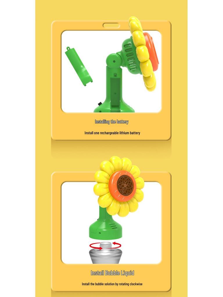 Sunflower Bubble Blaster: Remote Control Sound & Light Toy for Weddings, Birthdays, Camping, Outdoor Events
