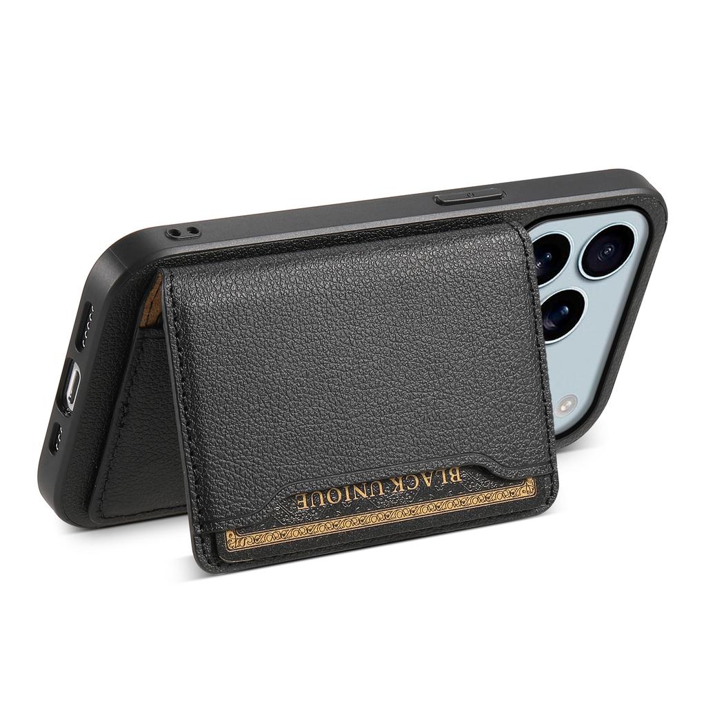 Für iPhone 17 Pro Hülle mit Kartenfächern Ständer Kalbleder Textur Handy Rückseite