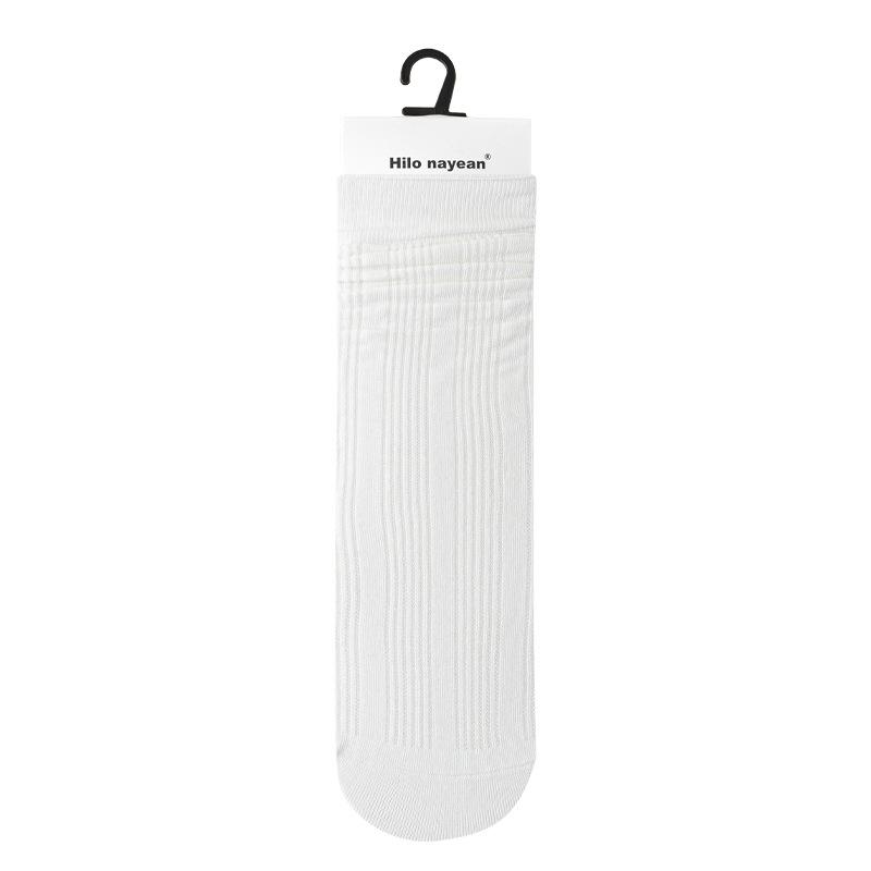 Female Spring and Summer Pure Color Breathable Sweat Absorbing Deodorant Boneless Tube Stack Cotton Socks