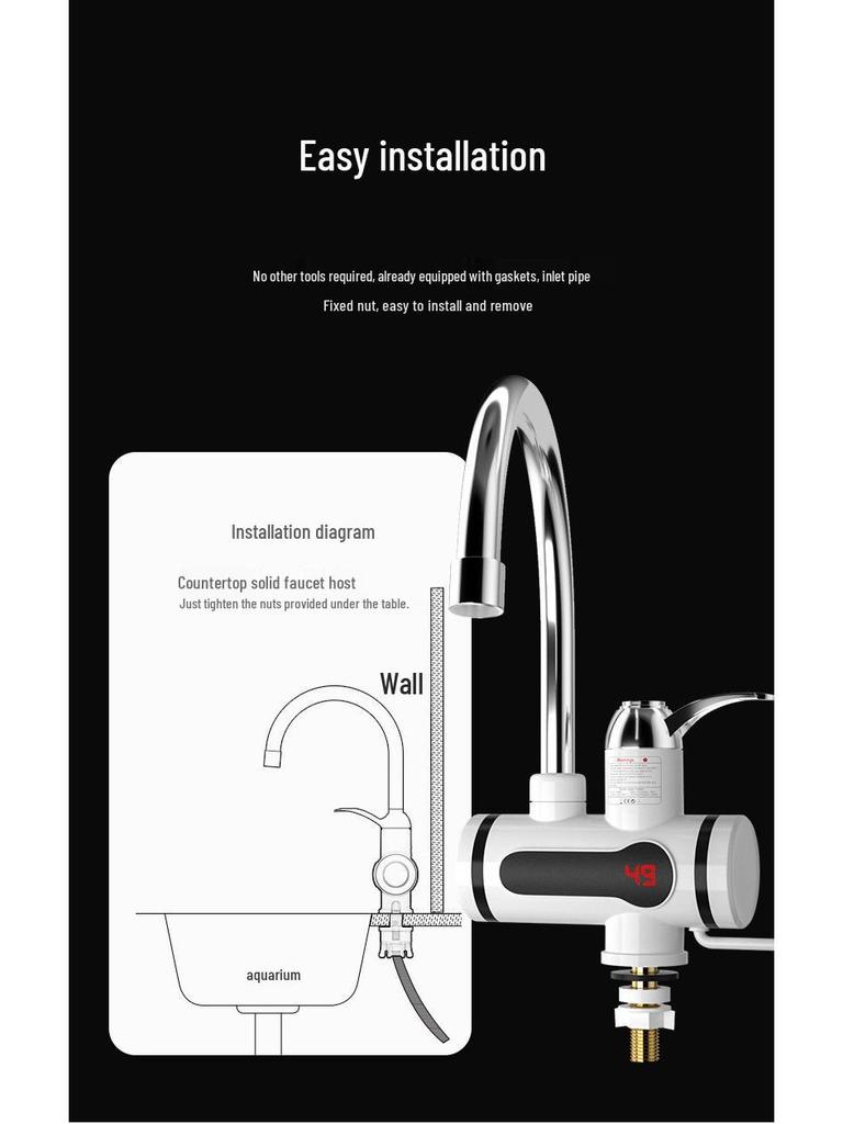 Dual-Use Instant Electric Water Faucet for Kitchen & Bathroom - Hot/Cold Small Water Heater for Shower