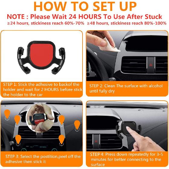 Car Mount for Cellphone Car Phone Holder Stand for Collapsible Grip/Mount with Sticky Adhesive Used on Dashboard Home Desk Wall