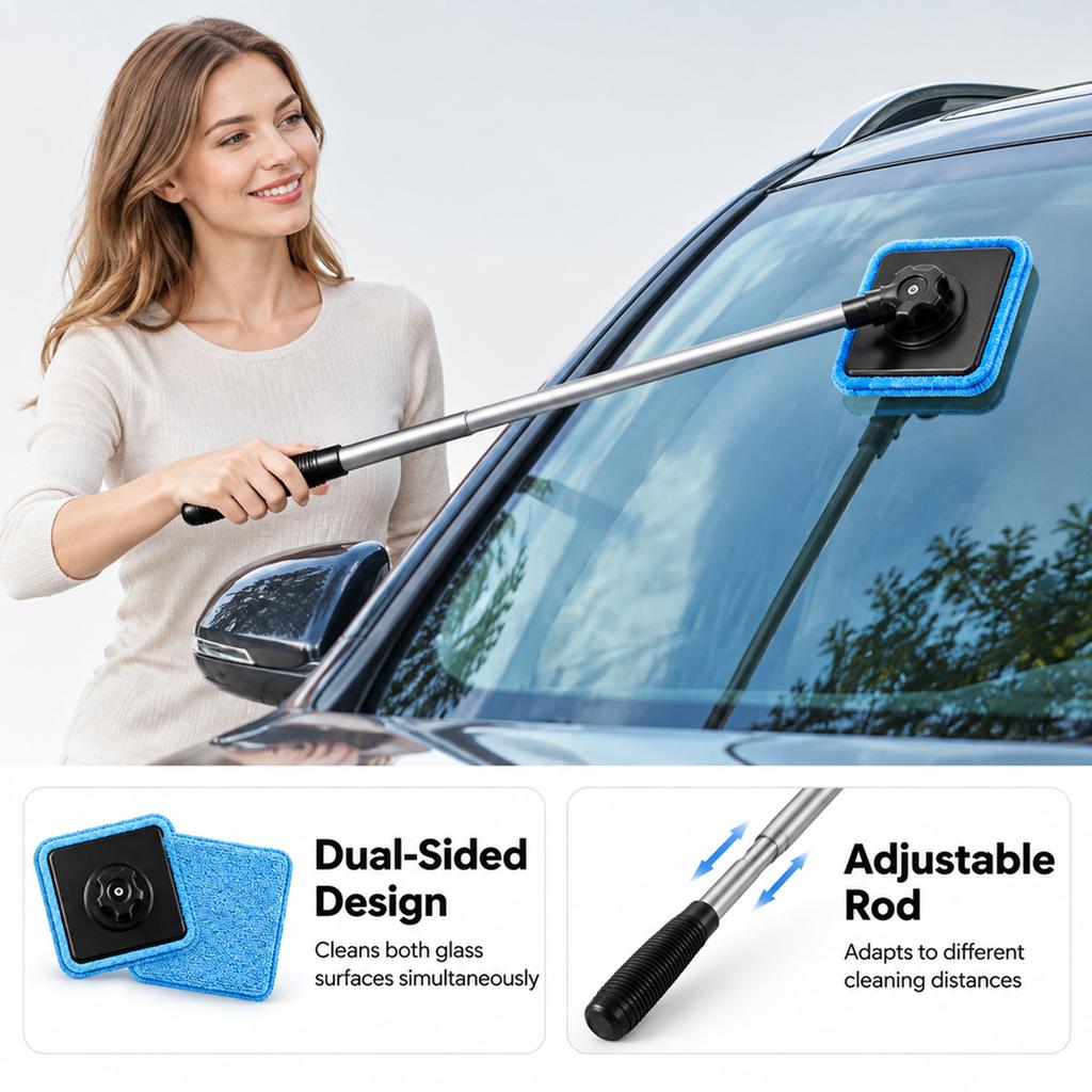 Magnetický čisticí kartáč na čelní sklo auta Odstraňovač olejového filmu z okna Čistič nečistot Prodloužená teleskopická tyč Nástroj na péči o čelní sklo