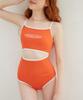 Kkommeutin Logo Color Block Cutout Swimsuit Deep Orange
