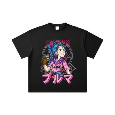Camiseta Unisex de Algodón Pesado 260 GSM Hilo Doble 32 Count 100% Algodón Estampado Bulma Dragon Ball V17