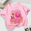 Summer Breathable T-shirts Short Sleeves Shirt Gift Sonics New Pink T-shirt for Girls Birthday Number 1-9 Cute Cartoon White Tee