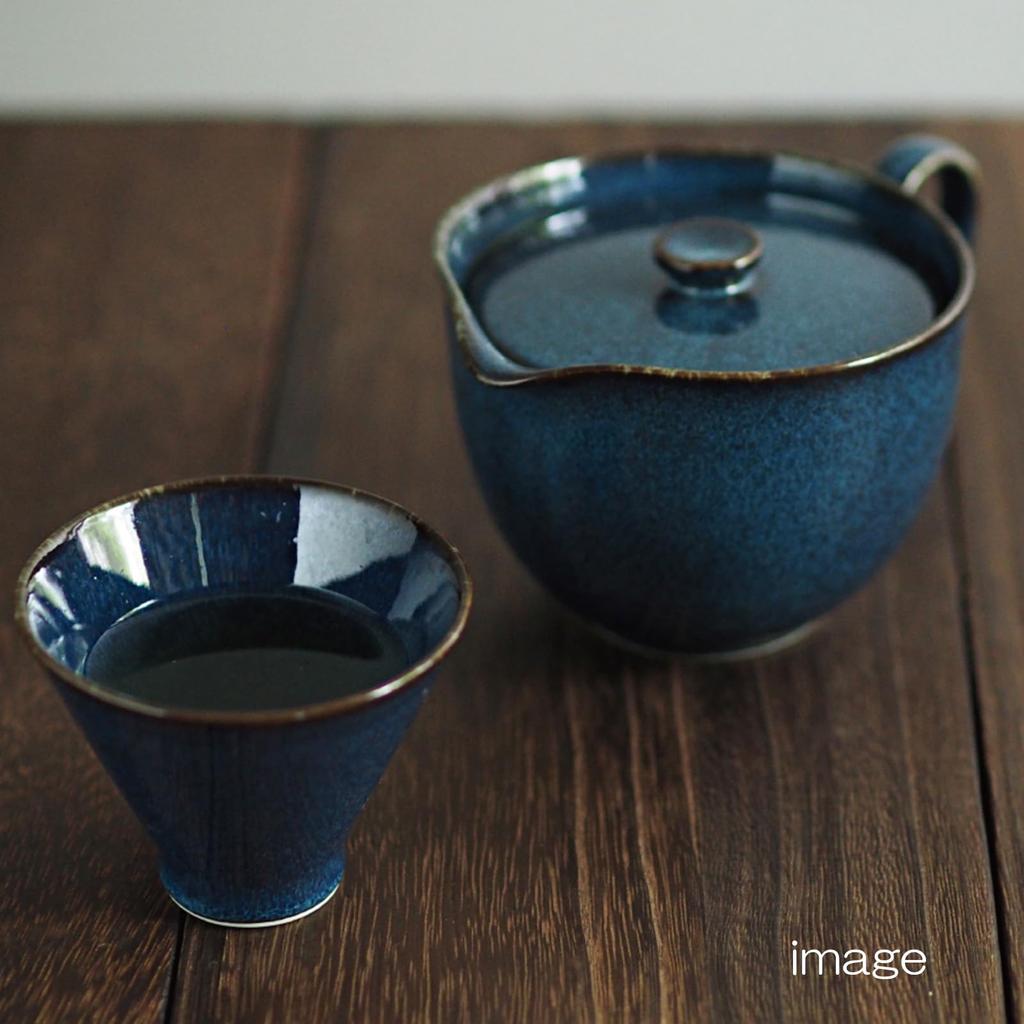 Mino Ware Easy-to-Clean Shibori Teapot, Approx. 300ml, Blue, Made In Japan, 7128-4120