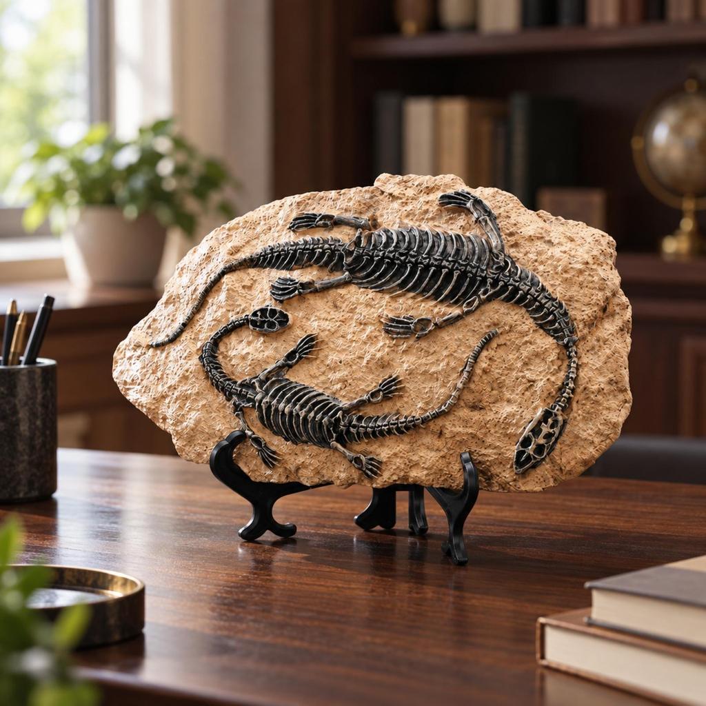 Dinosaur Display Ornament Desktop Resin Skeleton Plaque Textured Style