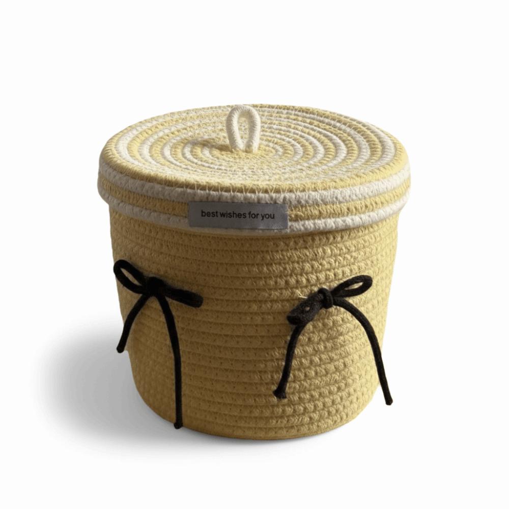 Cotton Tead Woven Storage Basket Red White Organizer Basket Cartoon Covered Basket Women Use