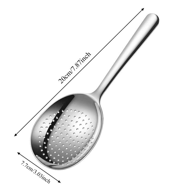 Short Handle Large Round Stainless Steel Spoon - Heat Resistant Multipurpose Kitchen Ladle for Soup, Rice,Pasta with Drain Holes