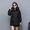 2025 new down cotton jacket mid-length thickened hooded padded jacket Korean version loose cotton jacket winter warm jacket for women