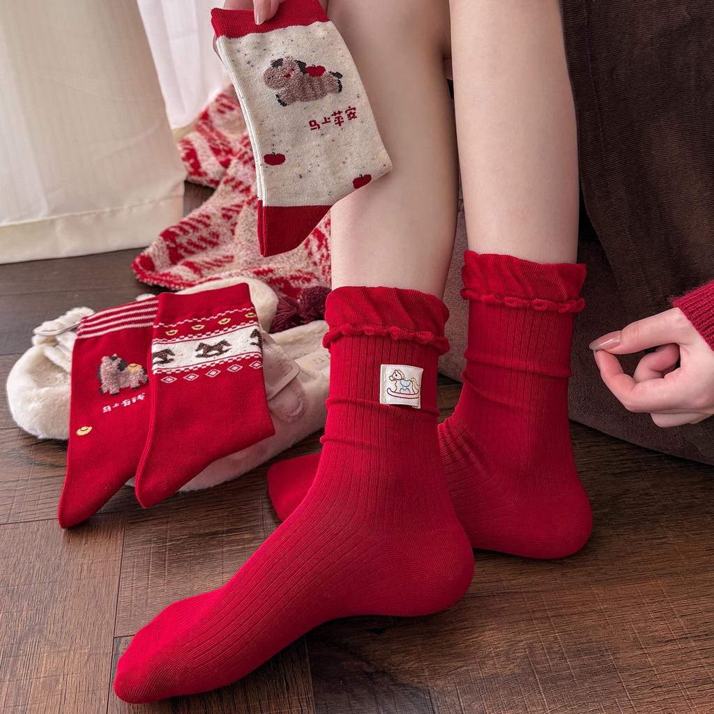 Red Sock Children's Cute Cartoon Big Red Fluffy Long Stockings