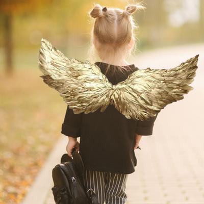 Gold Angel Wings for Adults And Children Carnival Masquerade Feather Wings Cosplay Costume for Halloween Christmas Wedding Party Accessory