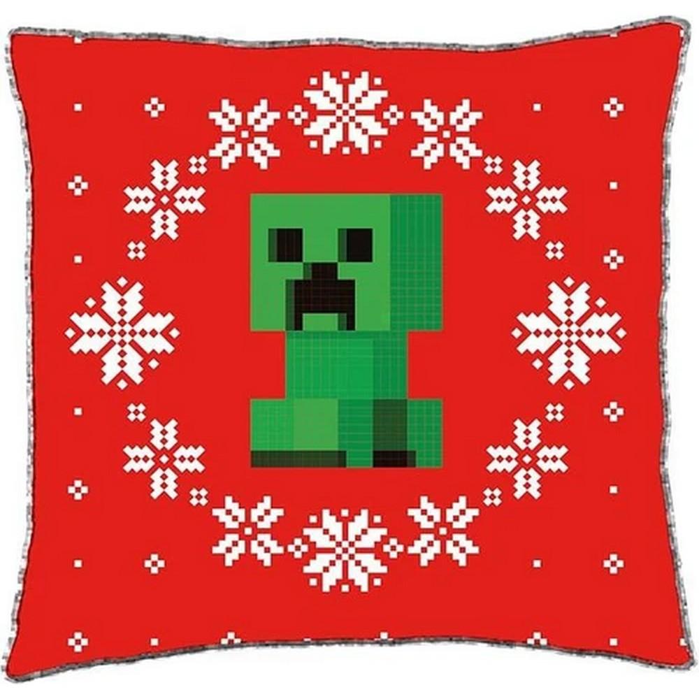 Minecraft Seasons Greetings Square Christmas Filled Cushion