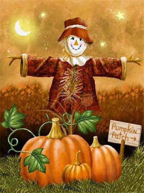 Diamond Embroidery Pumpkin Crafts Diamond Painting Halloween Cross Stitch Set Mosaic Cartoon Full Square Round Wall Art