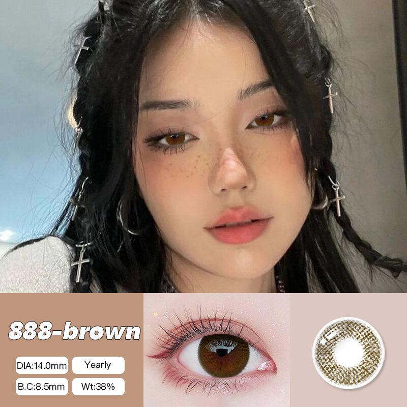 Mrs.H Hot Sale Power Natural Big Eyes Colored Grey Brownsoft Contact Lens Yearly 14.0mm —14.2mm Lenses