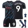 Abbigliamento Sportivo Bambino Man City Haaland #9 Maglia Stagione 2023/2024 Set Divisa da Calcio Maglia Traspirante