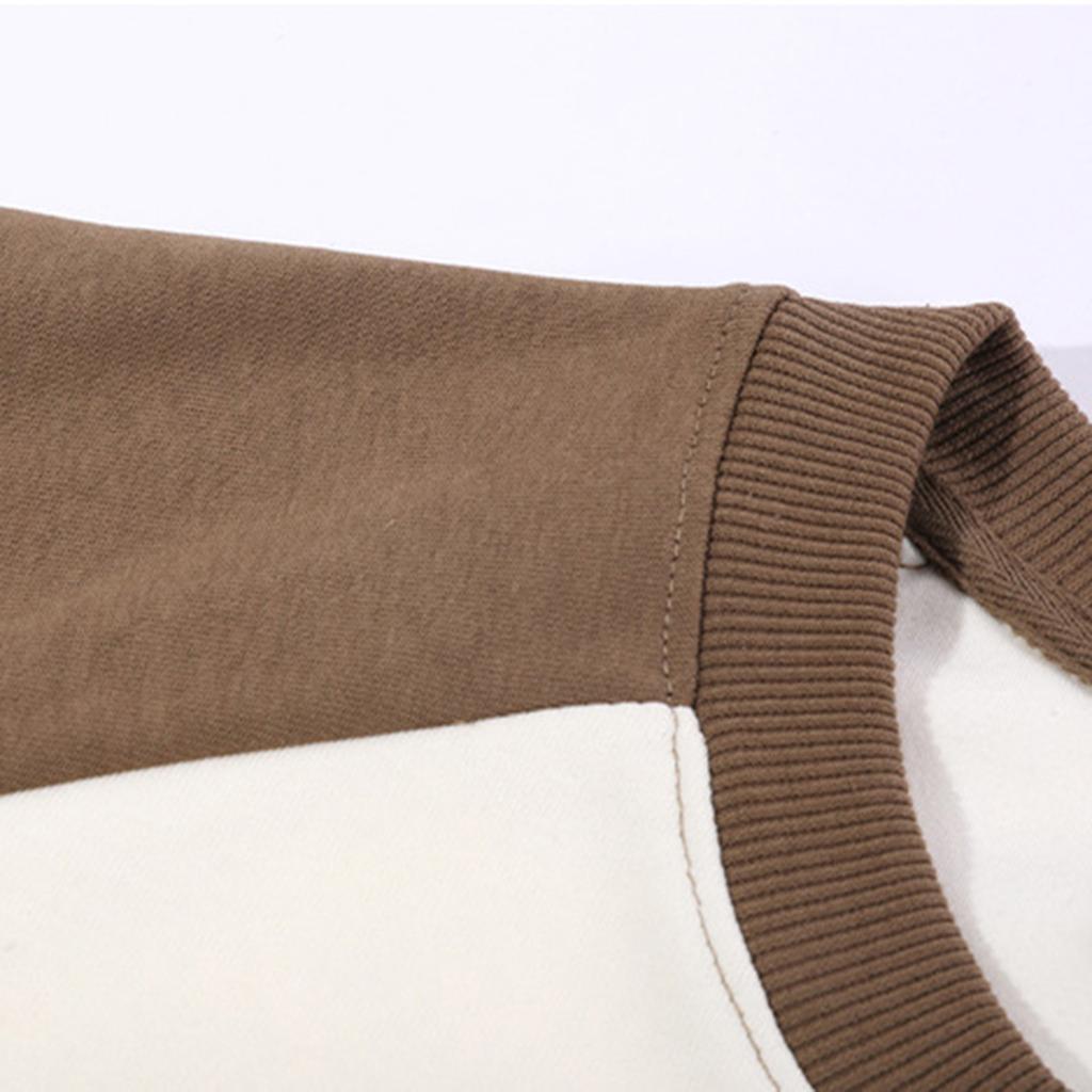 Unisex Colorblock Round Neck Pullover Top Raglan Sleeve Long Sleeve Fleece Sweatshirt