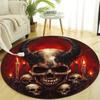 Satan Skull Design Round Carpet, 100% Polyester, Non-Slip Chair Mat, Large, for Bedroom and Living Room Decor, Home Decoration