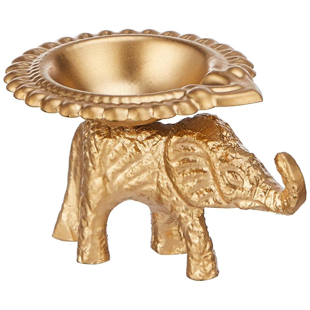 Decorative Handcrafted Metal Elephant Diya for Puja | Tealight Candle Holder for Home Décor & Gifting