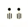 Black & White Striped Round Dangle Earrings - Korean Fashion, Versatile, High-End Jewelry