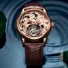 Swiss 18k Gold Tourbillon Men's Automatic Skeleton Watch with Leather Strap