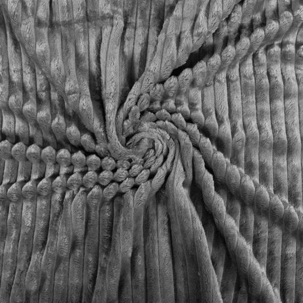 Blanket, coverlet made of microfiber, embossed stripes, 160x200, graphite, gray