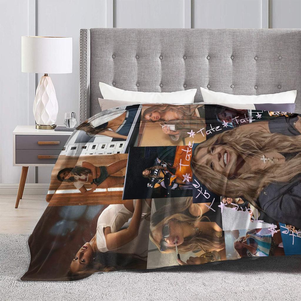 Canadian Singer Tate McRae Flannel Blanket Winter Super Warm Bedding Throws for Children Outdoor Fashion Bedspread Bed Cover