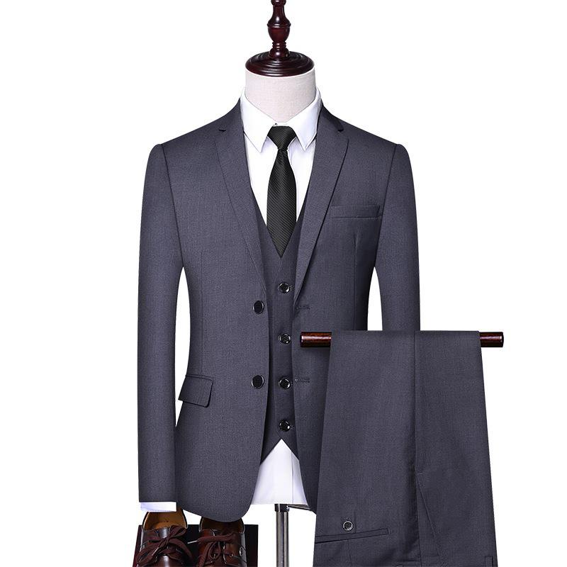 Men's Korean Style Business Suit: Three-Piece Trendy Casual Groomsmen Outfit