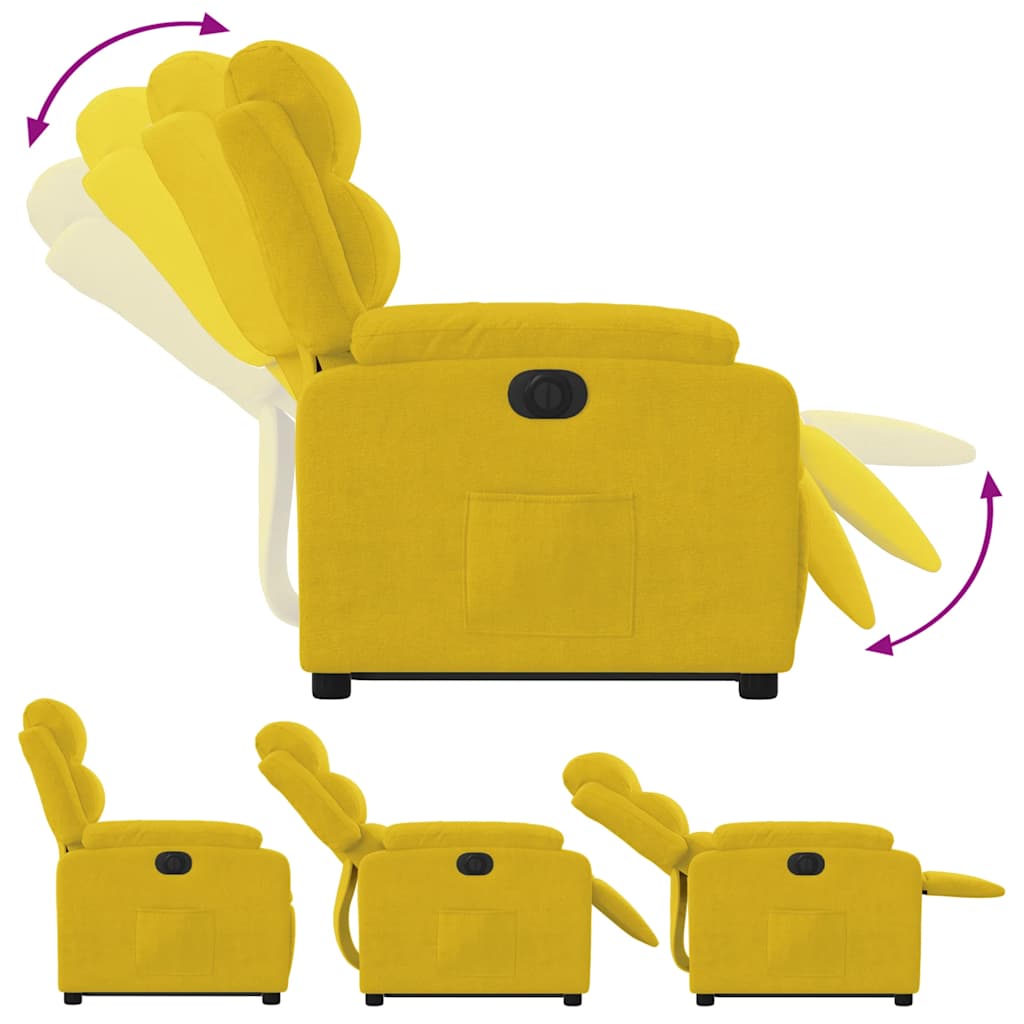 Recliner Chair with Lift Assist Electric Yellow Velvet