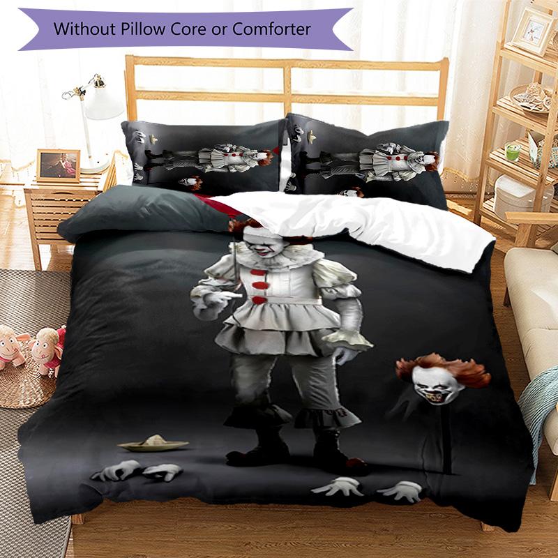 3pcs Pennywise the Dancing Clown pattern bedding set duvet cover set includes duvet cover &pillowcases, perfect all season bedroom decoration & gift