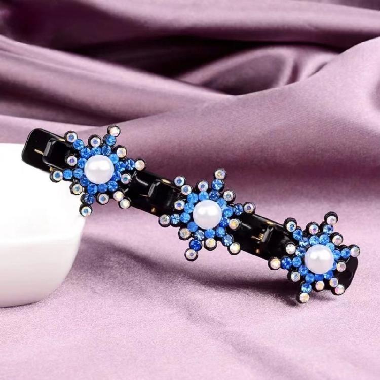 5x Sparkling Crystal Stone Braided Hair Clips Tooth-Shaped Non-Slip Bang Hairpin
