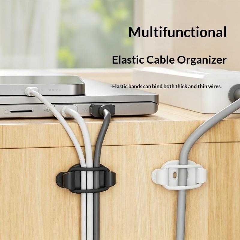 Adjustable Elastic Adhesive Cable Clips 1/5PCS Strong Adhesion Wire Management Holder for PC Ethernet Cable Organization