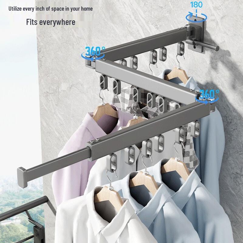 DANLE Faltbarer Wandmontierter Ausziehbarer Wäscheständer