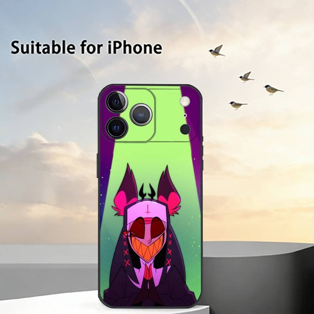 

H-HazbinS H-Hotels AlastorS Phone Case For iPhone 17,16,15,14,13,12,11 Plus,Pro Max,XS,Soft Silicone Black Cover iPhone12PRO