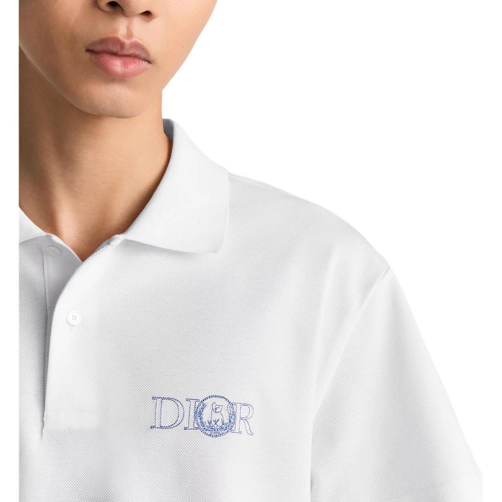Dior X HYLTON NEL SS25 Летняя мужская коллекция одежды Поло-рубашка мужская Белая 583J811A0448-C085