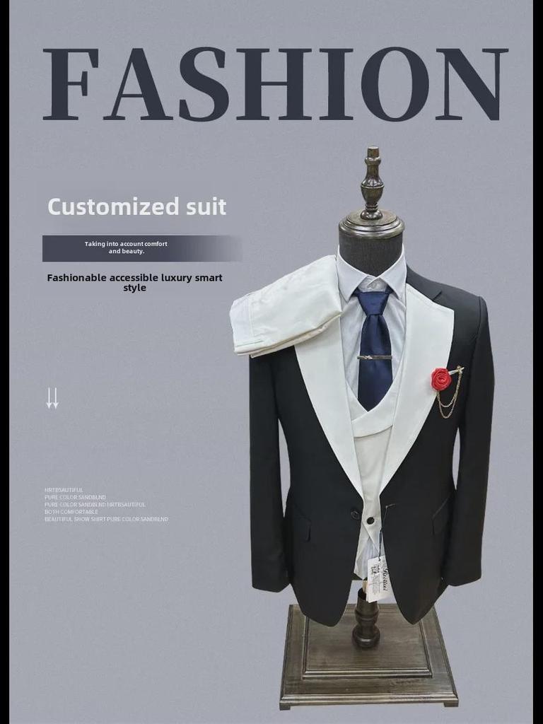 Men's European & American Style Slim Suits: Fashionable Business Black & Khaki Formal Wear