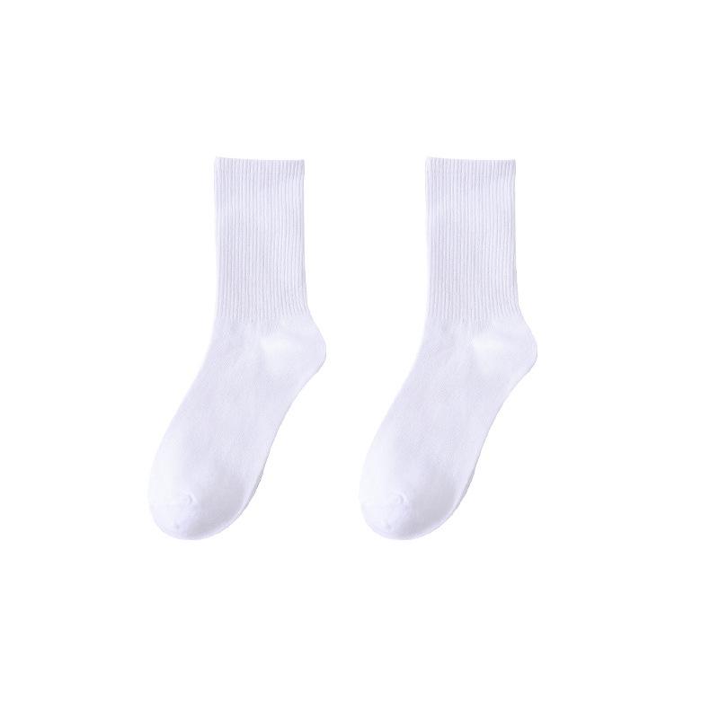 Bonbonfarbene Mid-Calf-Socken: Dünner Stil für Frühling, Sommer & Herbst, Unisex Kniehohe Baumwollsocken, Trendiger Paar-Look Reiner Schwarzer Slouch-Stil.