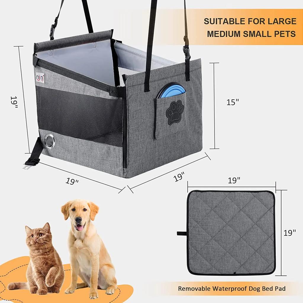 Foldable Puppy Car Seat Auto Puppy Nest Pet Car Mat Waterproof Breathable with Storage Pocket and Adjustable Straps Pet Products