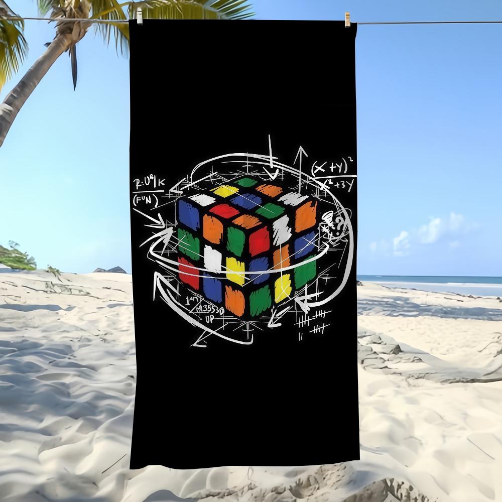 R-RubiksS C-CubeS Towel Textile Bathrobe Beach Quick-Drying Lightweight Portable Camping Swim Pool Travel